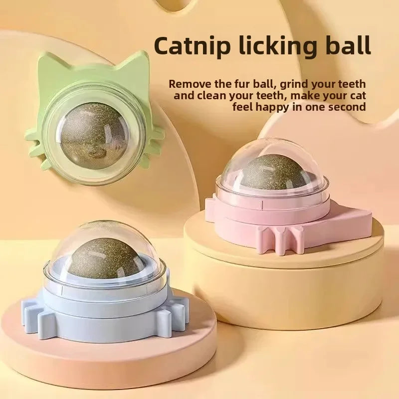 Green catnip ball toy from FanzyMarket, bite-resistant and designed for self-play and chewing for kittens and cats.