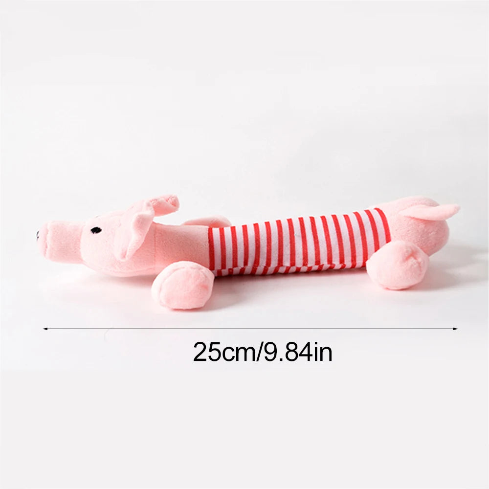 FanzyMarket squeaky dog toy shaped like a green crocodile, plush with crinkle and chew-resistant features for durability.