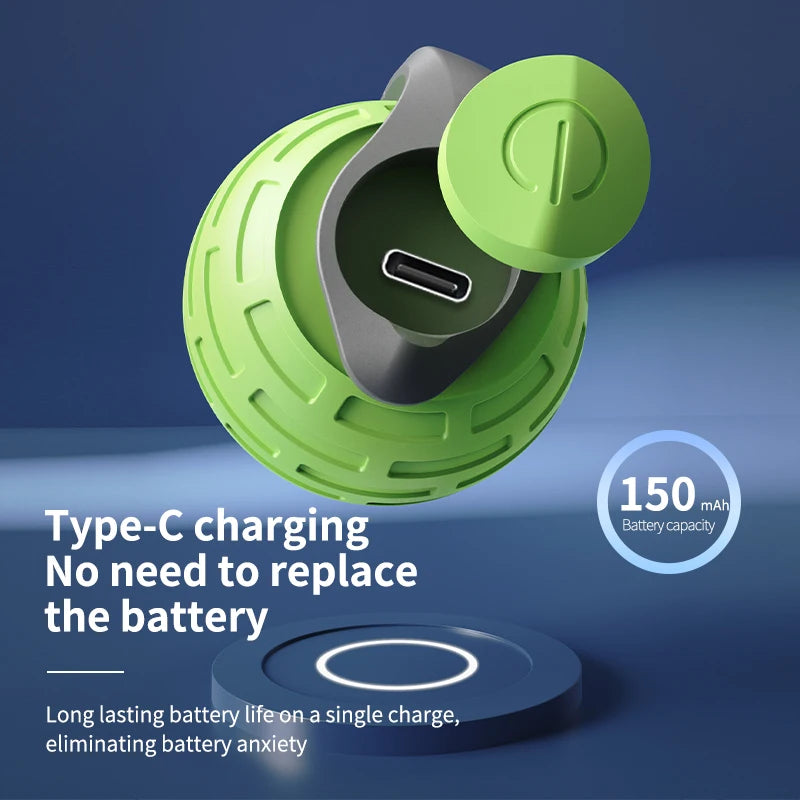 Green FanzyMarket interactive automatic rolling ball cat toy, battery-powered self-playing teaser for kittens and cats.