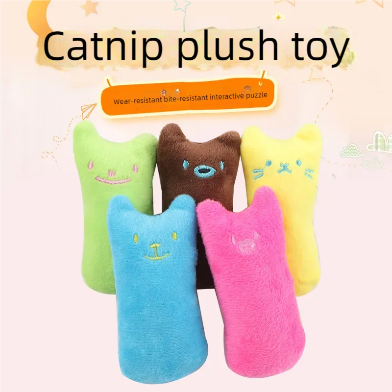 FanzyMarket interactive catnip plush chew toy for cats, featuring squeaker for teeth cleaning and entertainment for kittens and adult cats.