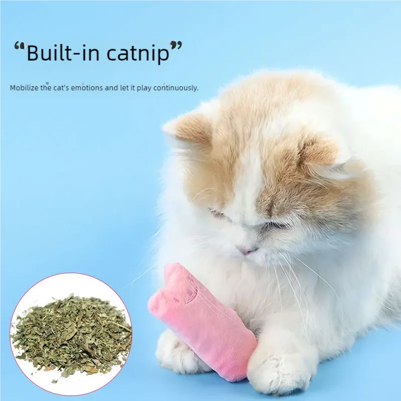 Green FanzyMarket plush catnip chew toy with squeaker, designed for kittens and adult cats to promote teeth cleaning and play.