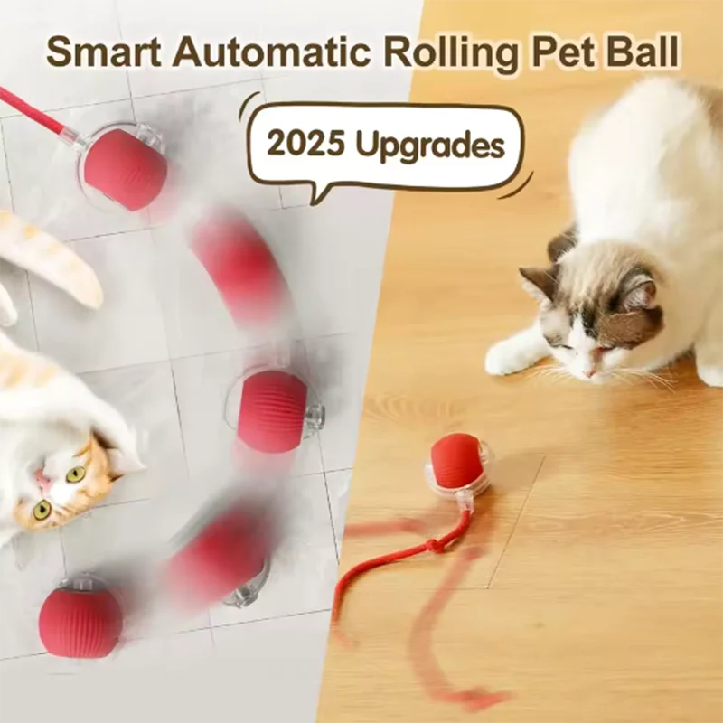 FanzyMarket interactive smart cat toy ball, green USB rechargeable pet toy with automatic rolling, obstacle avoidance, and long battery life.