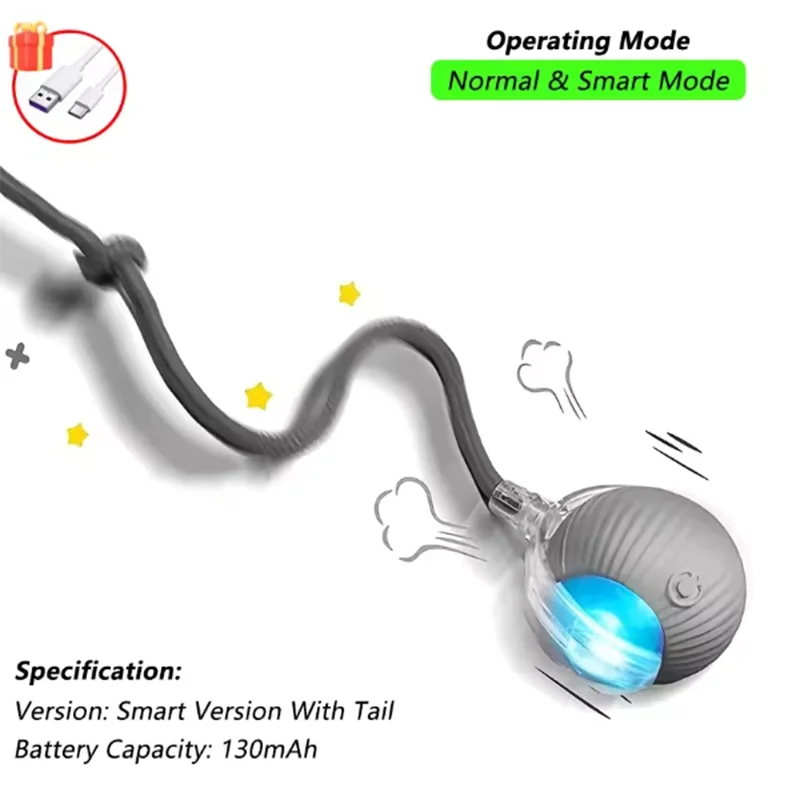 FanzyMarket interactive smart cat toy ball, green USB rechargeable pet toy with automatic rolling, obstacle avoidance, and long battery life.
