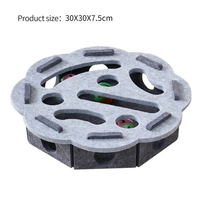 FanzyMarket interactive felt maze tunnel with bell ball, designed for indoor cats to promote play and enrichment.