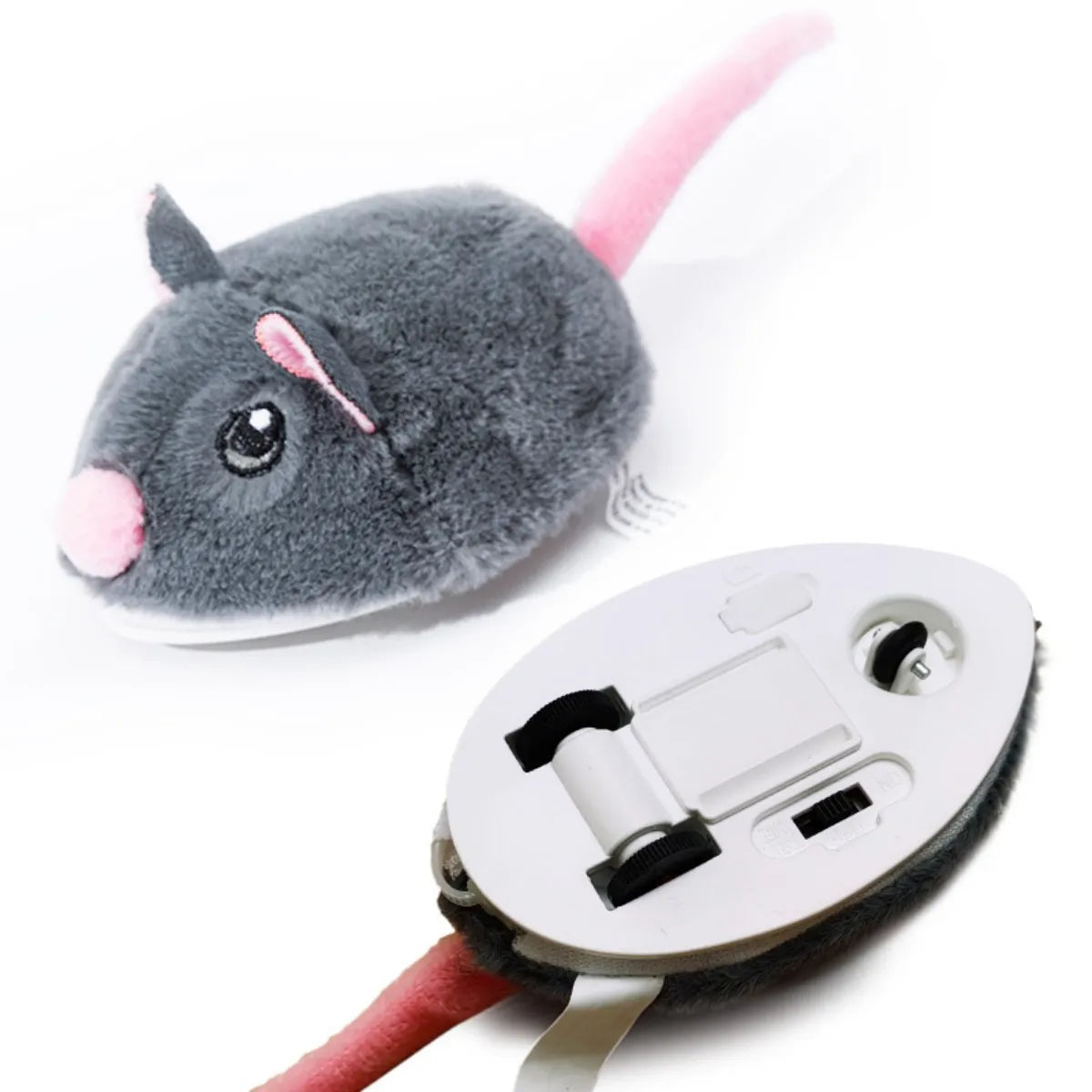 FanzyMarket motorized plush mouse cat toy, fast-moving electronic pet toy designed for interactive play with cats.
