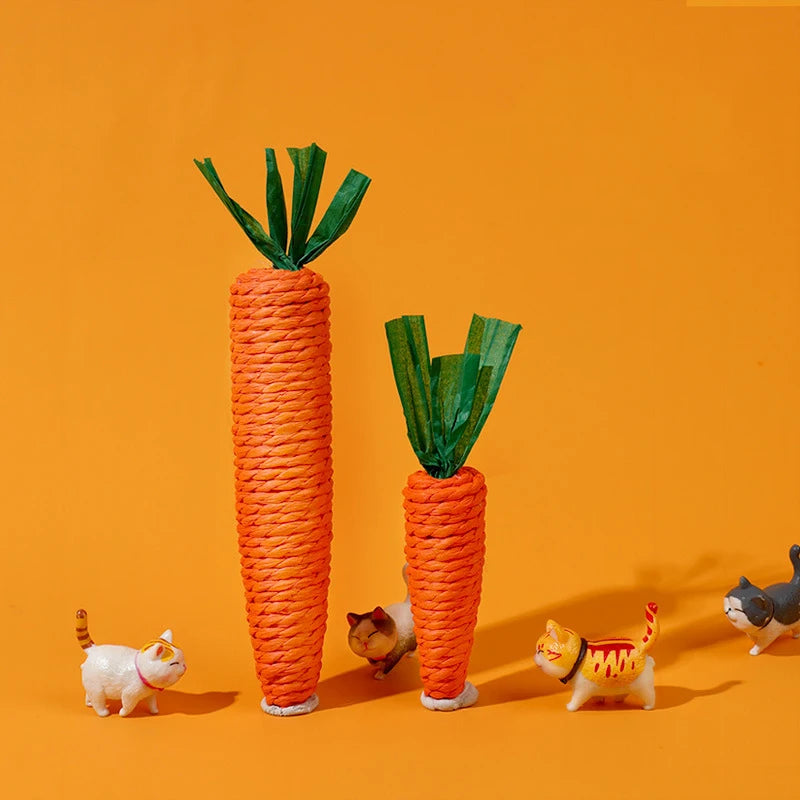FanzyMarket squeaky carrot cat toy, bite-resistant teething stick for kittens, designed for interactive self-play and fun.