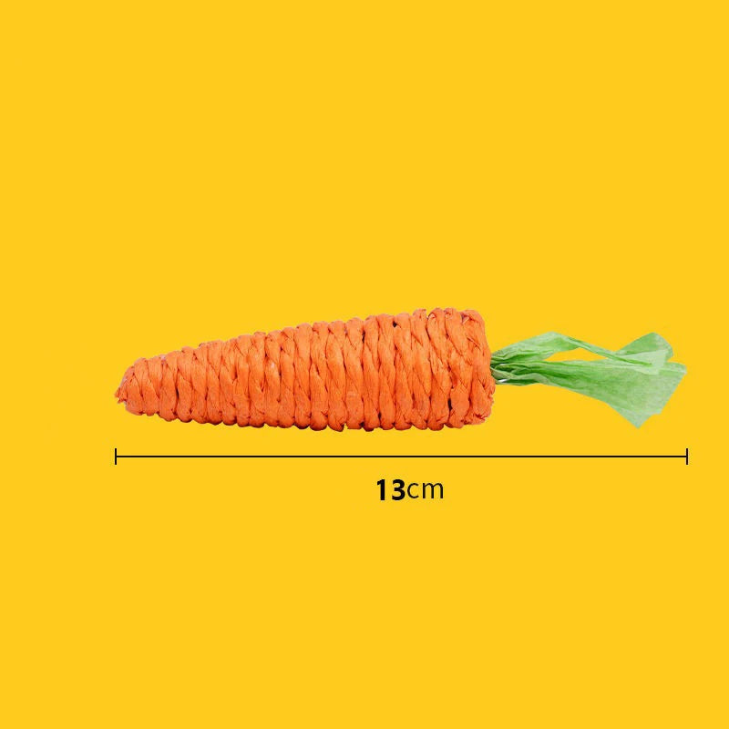 FanzyMarket squeaky carrot cat toy, bite-resistant teething stick for kittens, designed for interactive self-play and fun.