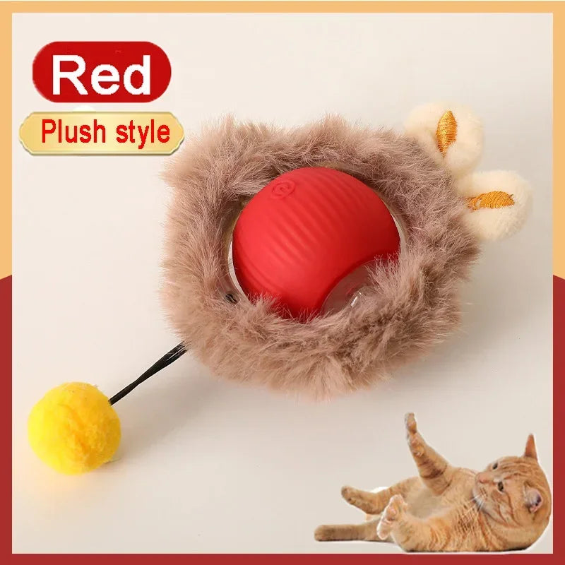 FanzyMarket automatic rolling cat toy with silicone magic ball, rechargeable USB-C, interactive prey-simulating toy for cats.