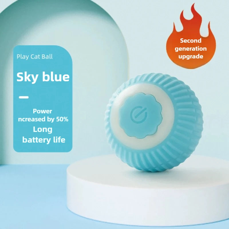 FanzyMarket automatic rolling cat toy with rechargeable silicone ball, designed for interactive prey-simulating play for cats.