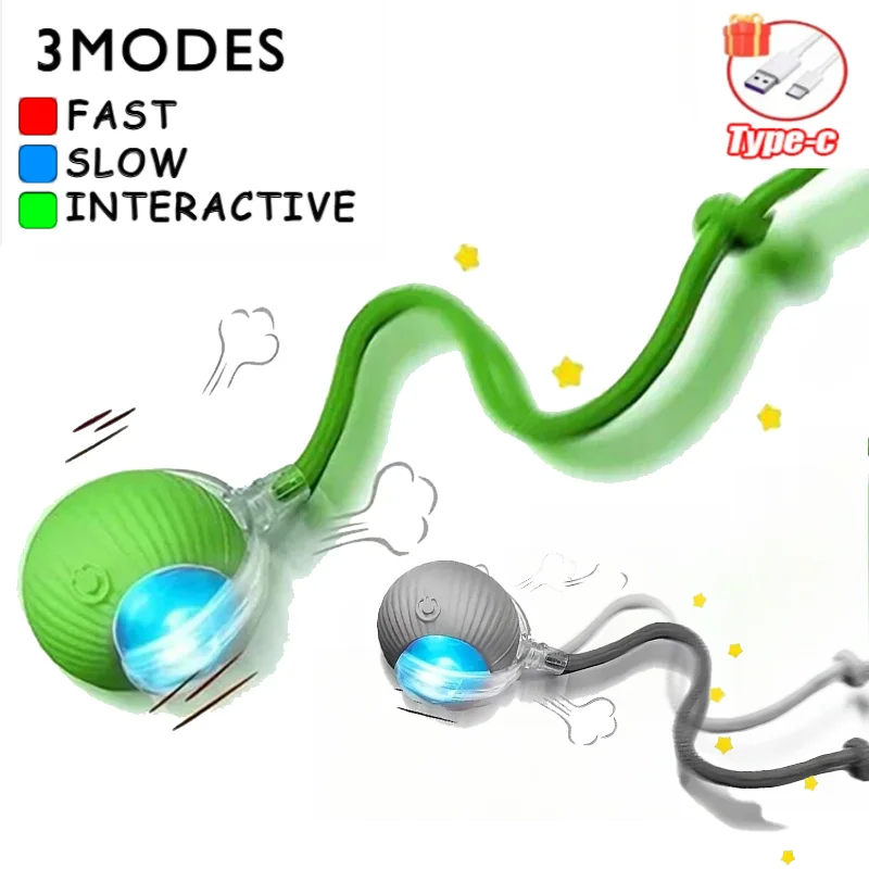 FanzyMarket automatic rolling cat toy with rechargeable silicone ball, interactive prey-simulating pet toy for cats.