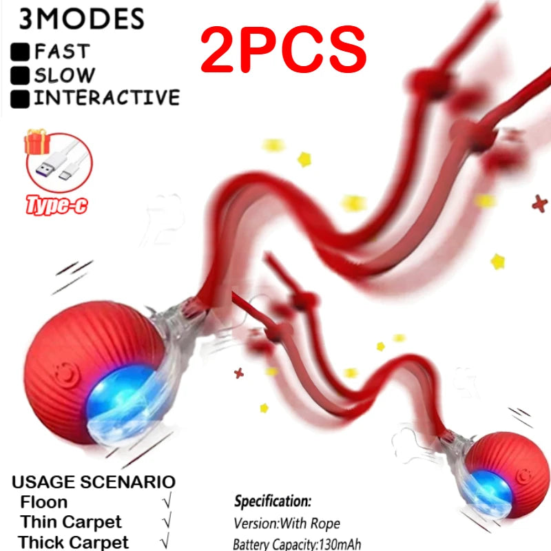 FanzyMarket automatic rolling cat toy with USB-C recharge, silicone magic ball for interactive prey-simulating play for cats.