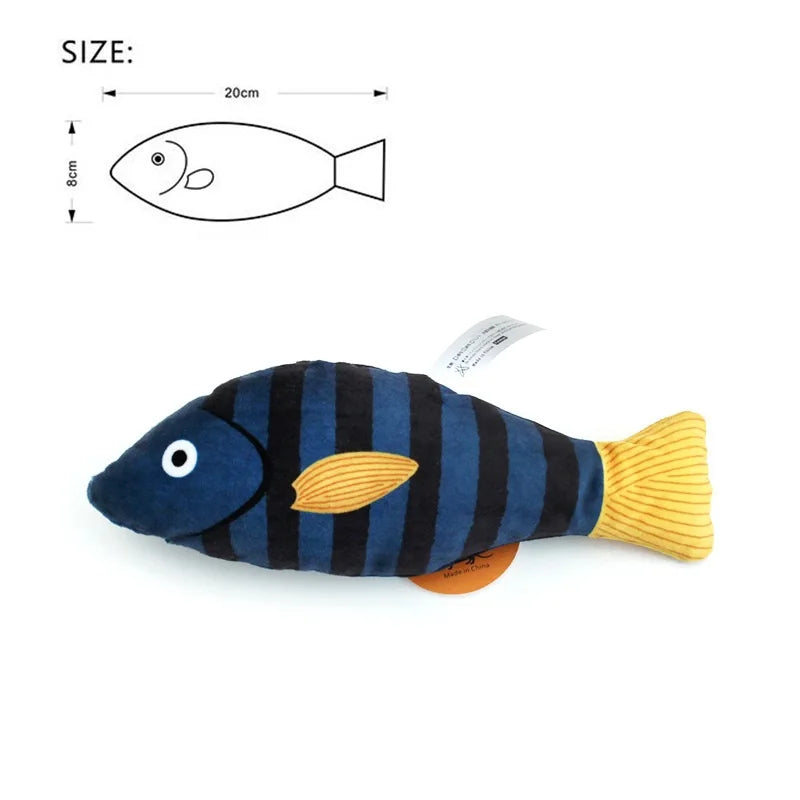 Orange plush 3D goldfish catnip toy with crinkle sound, designed for cats and kittens, by FanzyMarket.