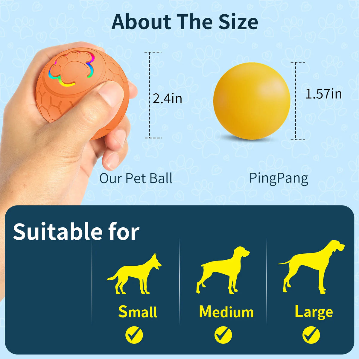 Pink interactive USB rechargeable dog and cat toy ball with LED light, bouncing and rolling, waterproof pet toy from FanzyMarket.