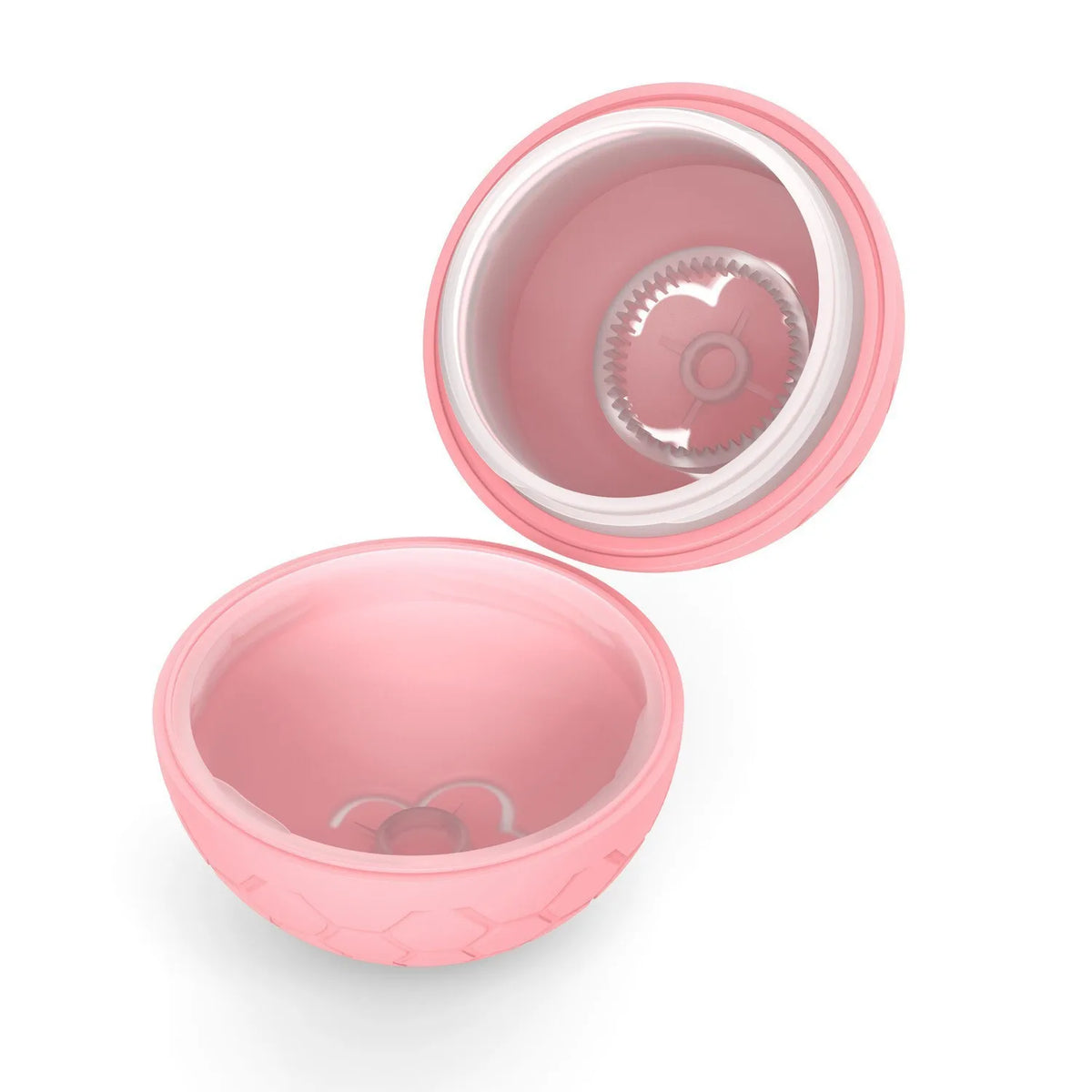 Pink interactive USB rechargeable dog and cat toy ball with bouncing, rolling LED light, waterproof design for pet play and entertainment.