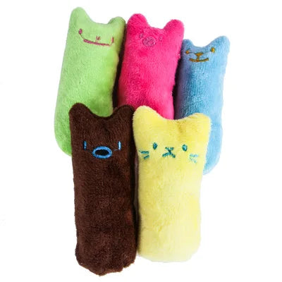 FanzyMarket pink plush catnip toy for cats and kittens, interactive teeth-grinding and vocal toy in pet supplies category.