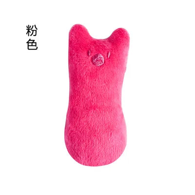 Pink plush catnip teeth-grinding toy for cats and kittens, interactive chew and vocal toy by FanzyMarket in pet supplies.