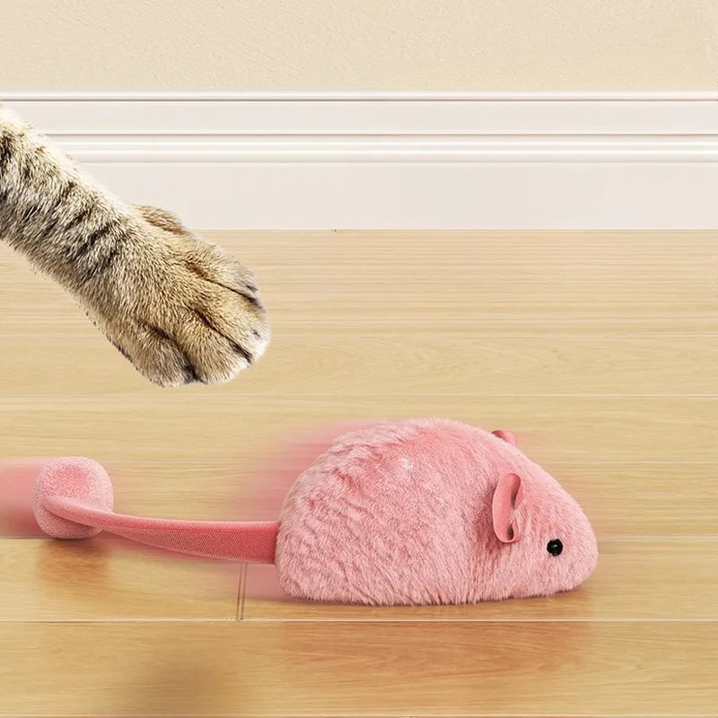FanzyMarket plush cat mouse toy with bright luminous squeaker, auto-moving design, perfect for indoor kitten play.