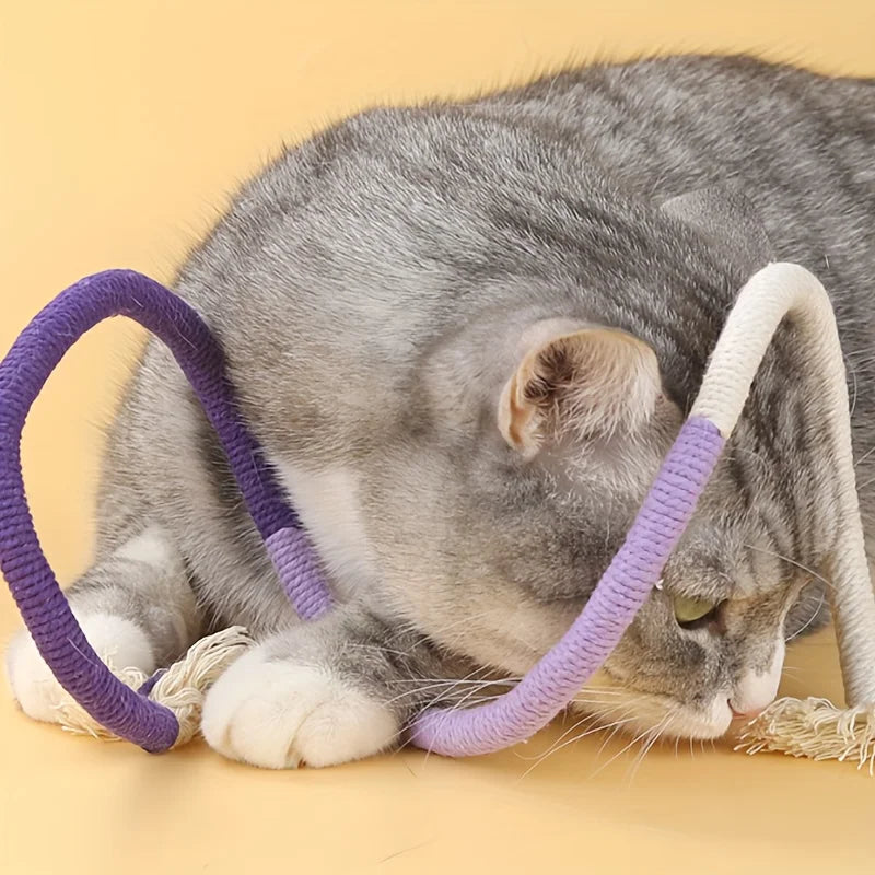 FanzyMarket cat sisal rope chew toy for cats, 7.87 inches, durable for teeth grinding and interactive play.
