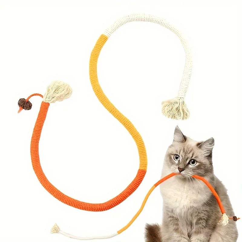 FanzyMarket cat sisal rope chew toy, 7.87-inch durable pet toy for teeth grinding and interactive play, purple color.