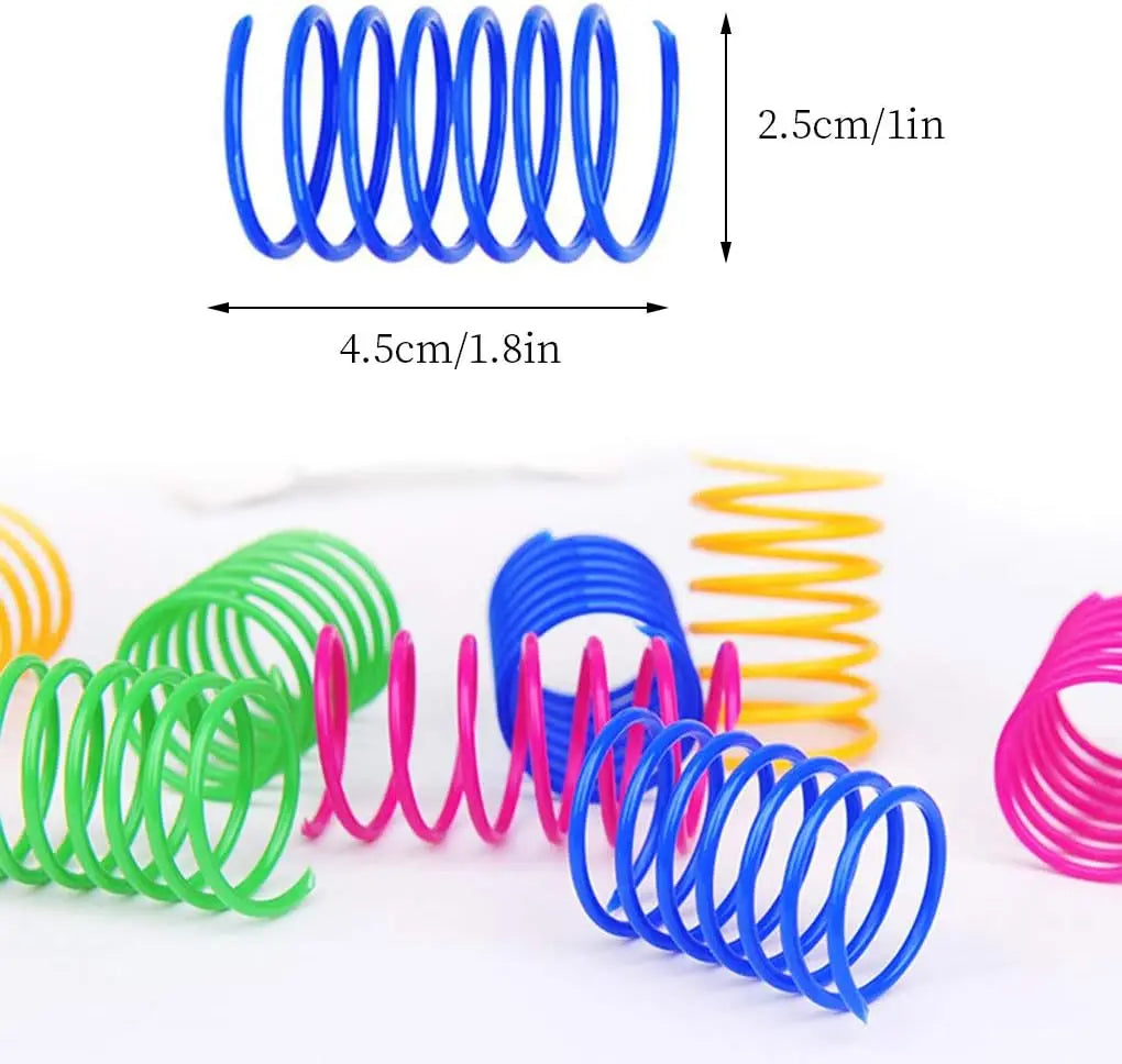 Colorful elastic plastic coil cat toy by FanzyMarket, 2.17 inch bouncy spring for cats and kittens in pet supplies collection.