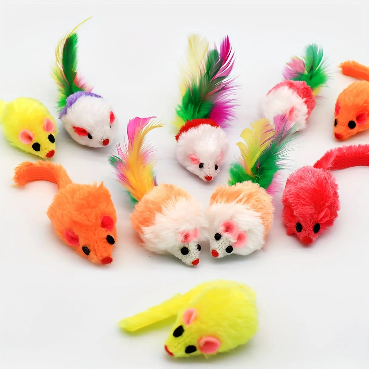 FanzyMarket catnip mouse toys with faux fur, prefilled with catnip, ideal for indoor cats, available in 3 or 200 pack options.