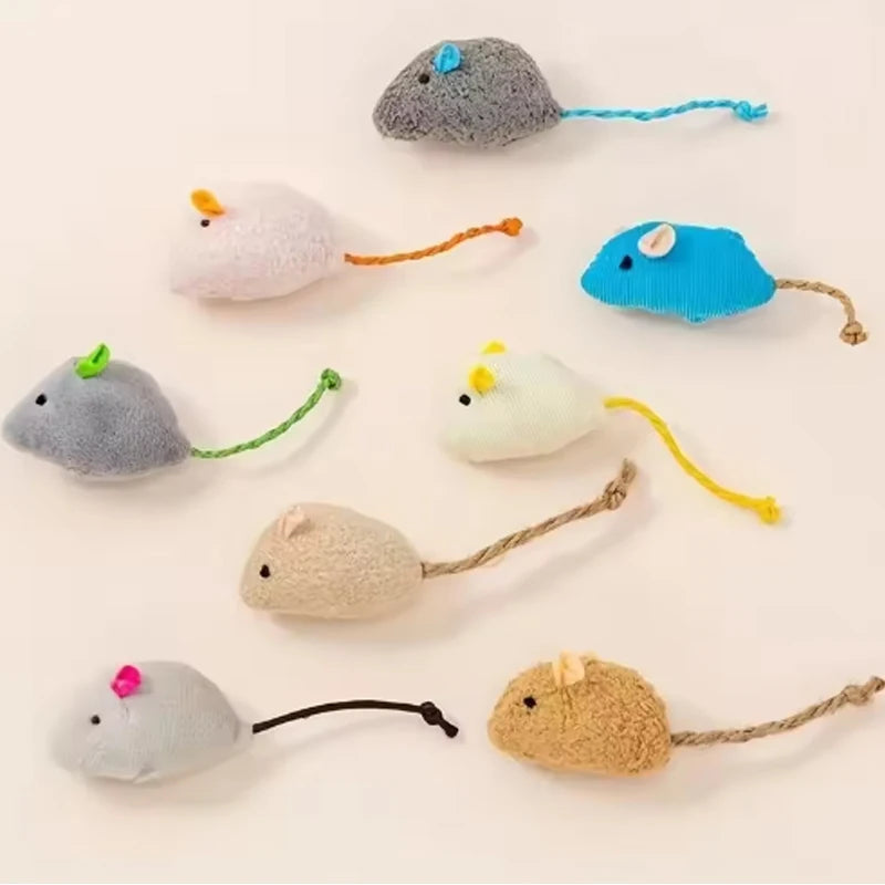 Set of 3/7 durable linen plush cat toys with mouse and rat shapes, interactive and indoor-safe pet supplies by FanzyMarket.
