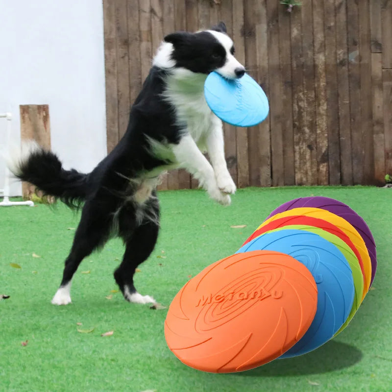 Red bite-resistant dog flying disc by FanzyMarket, 18cm durable outdoor fetch toy for puppy training and interactive play.