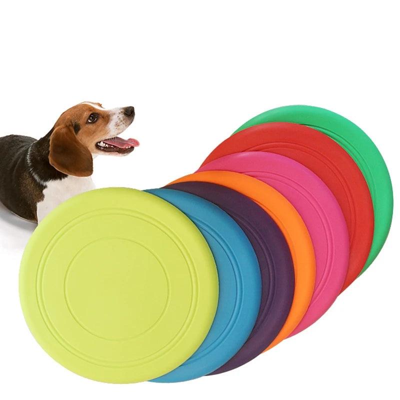 FanzyMarket 7-Color Silicone Flying Disc toy for dogs and cats, chew-resistant and interactive 7-inch pet toy for fetch and training.