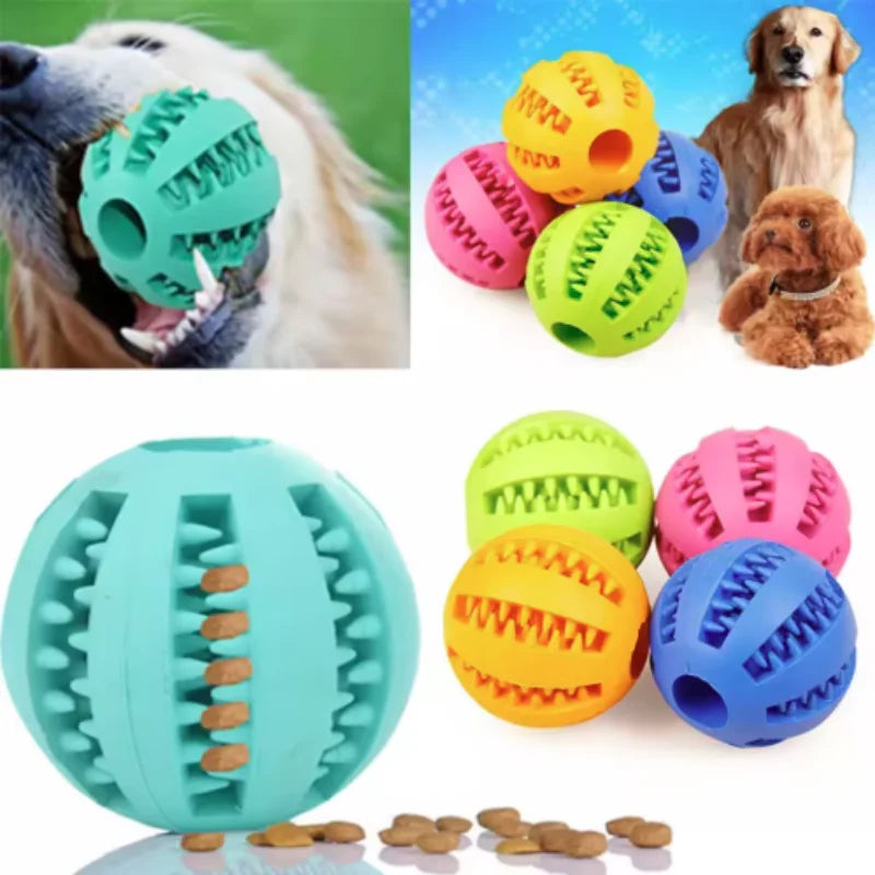 FanzyMarket interactive rubber dog and cat toy ball, treats feeder and tooth-cleaning silicone pet toy for dogs and cats.
