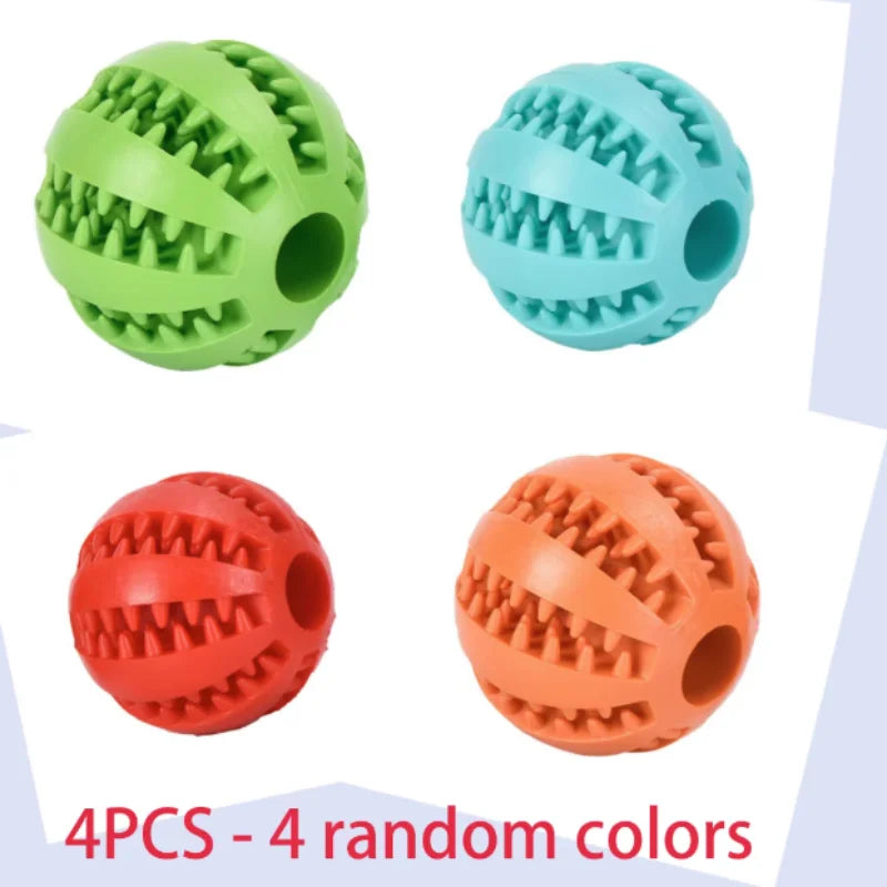 Red silicone interactive dog and cat toy ball with textured surface, designed for chewing, treat dispensing, and tooth cleaning.