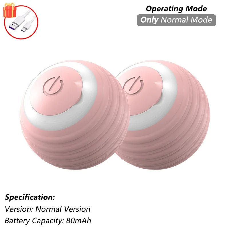 FanzyMarket rechargeable interactive cat ball toy with LED, tail, and obstacle avoidance, designed for engaging feline play.
