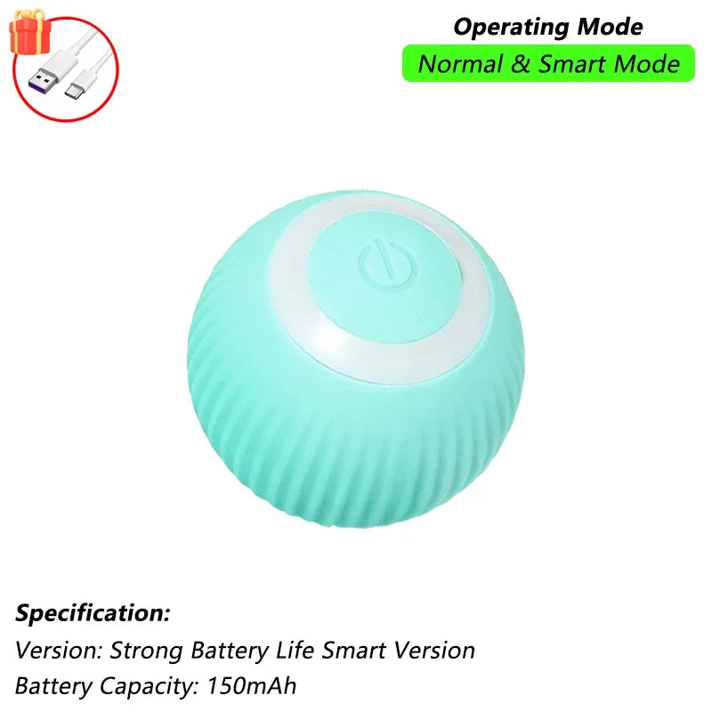 FanzyMarket rechargeable interactive cat ball toy with LED tail, automatic rolling, and obstacle avoidance for engaging pet play.