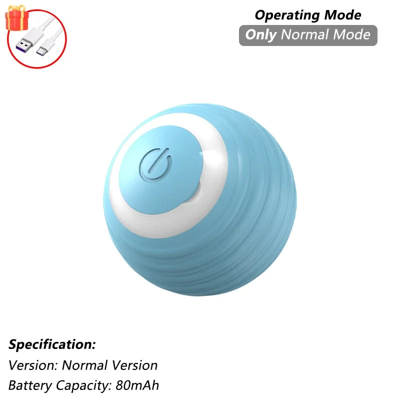 FanzyMarket rechargeable interactive cat ball toy with LED, tail, and obstacle avoidance, designed for engaging pet play.