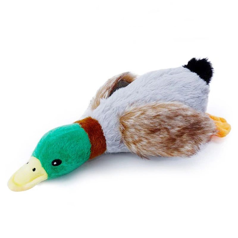 FanzyMarket plush duck squeaky dog toy with chew rope, bite-resistant design, ideal for dental cleaning and play.