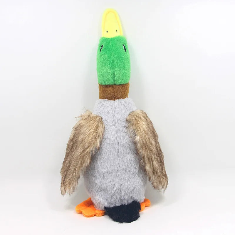 FanzyMarket plush duck squeaky dog toy with chew rope, bite-resistant design, ideal for dental cleaning and play in pet supplies.