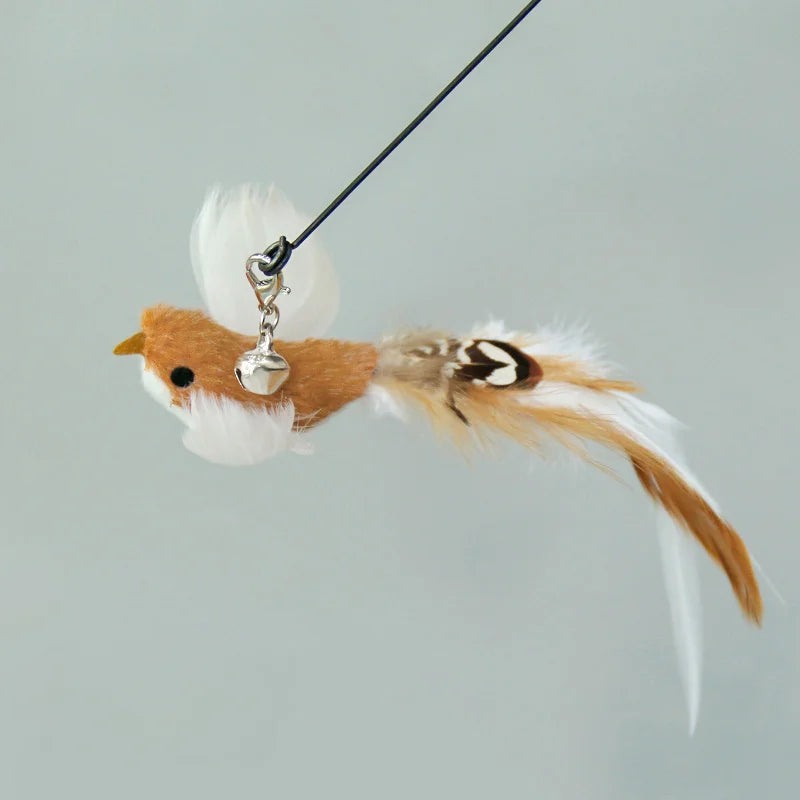 FanzyMarket interactive feather cat toy, feather teaser for engaging play and exercise with cats, pet supplies for active feline fun.