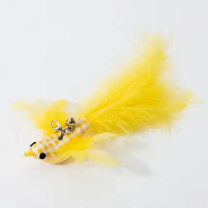 FanzyMarket interactive feather cat toy teaser for playful exercise and entertainment, featuring colorful feathers for feline fun.