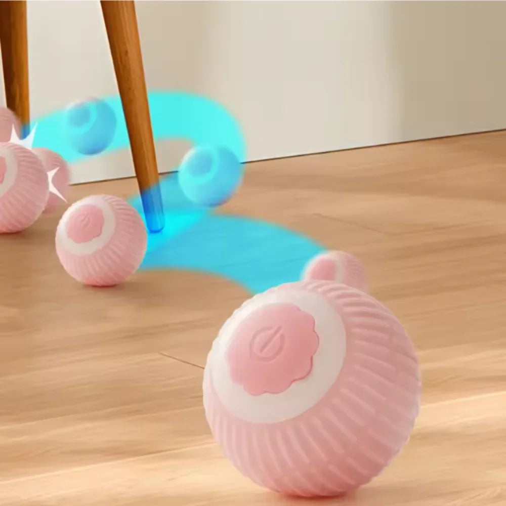 FanzyMarket automatic rolling cat ball toy, blue interactive self-moving kitten toy for indoor play and entertainment.