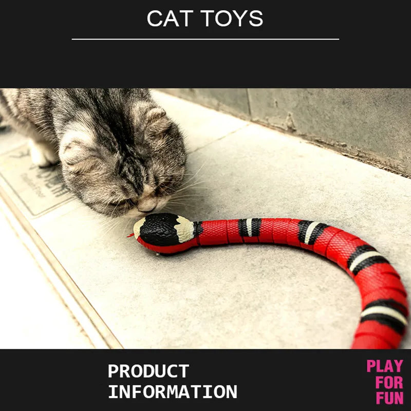 FanzyMarket USB rechargeable interactive snake teaser toy for cats and small dogs, featuring smart sensing electronic design.