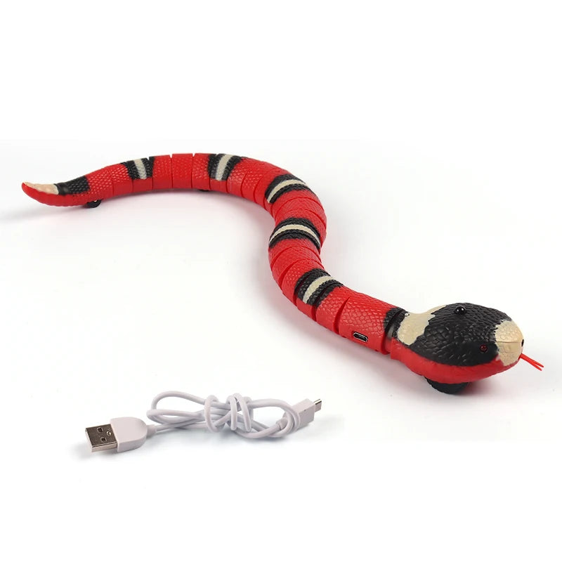 FanzyMarket interactive USB rechargeable snake teaser toy for cats and small dogs, with smart sensing electronic motion feature.