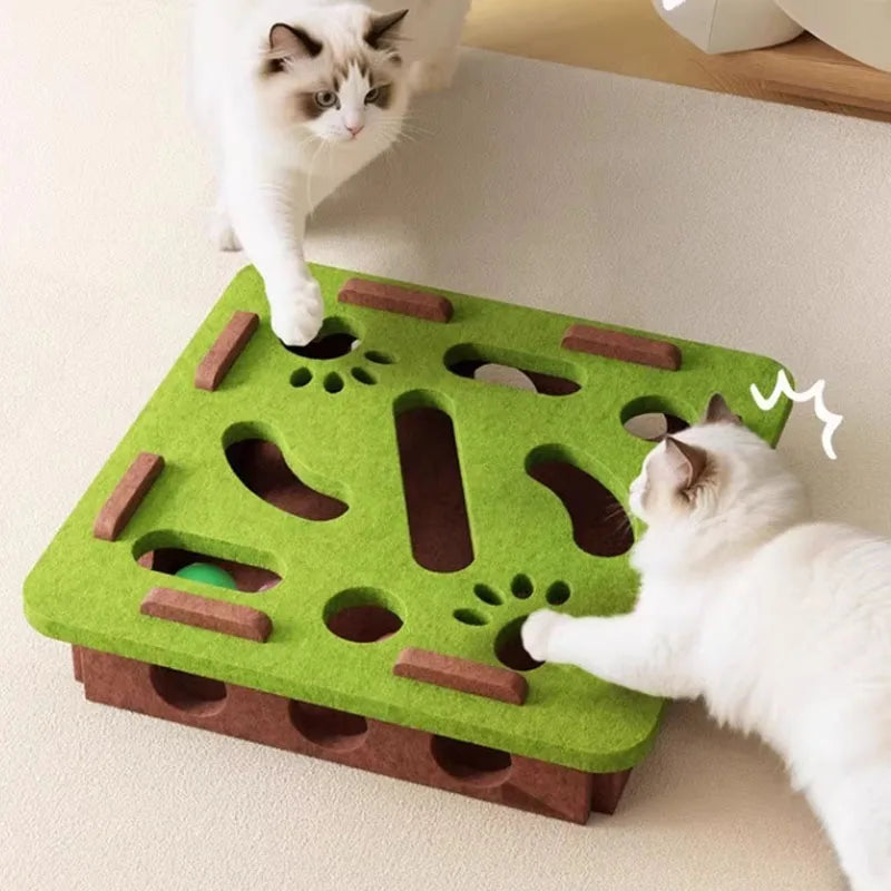 FanzyMarket indoor sisal cat scratching post with playhouse and interactive toy, perfect for kitten exercise and entertainment.