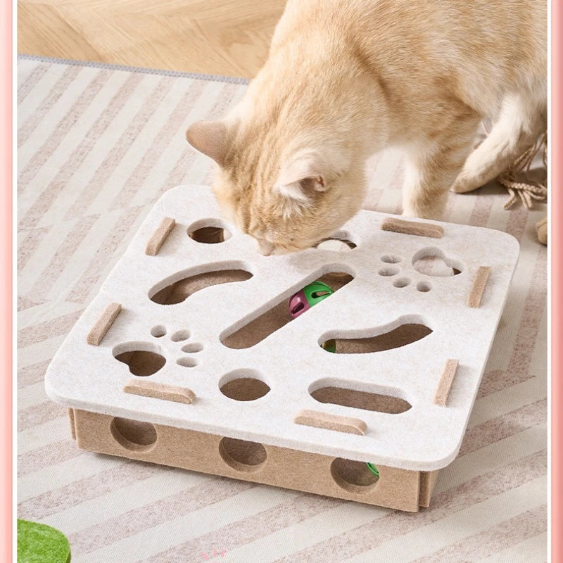 FanzyMarket indoor sisal cat scratching post with interactive toy and playhouse for kittens, encouraging exercise and play.