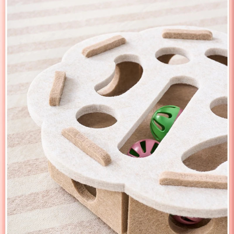 FanzyMarket indoor sisal cat scratching post with playhouse and interactive toy for kittens, promoting exercise and play.