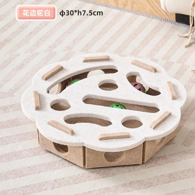 FanzyMarket indoor sisal cat scratching post with playhouse and interactive toy for kittens, promoting exercise and entertainment.