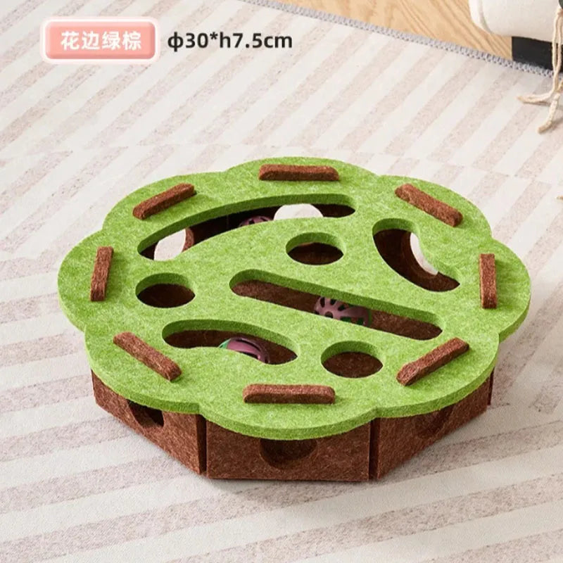 FanzyMarket indoor sisal cat scratching post with playhouse, ideal for interactive kitten exercise and entertainment.