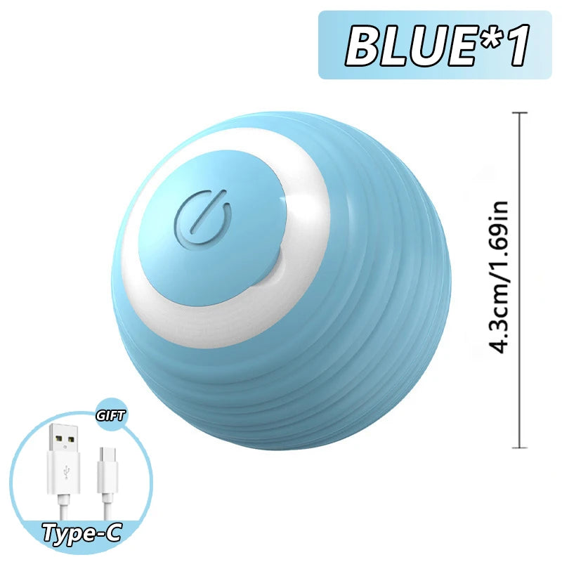 FanzyMarket interactive speed tail cat ball toy with orange tail, USB rechargeable, dual-speed automatic cat toy for playful cats