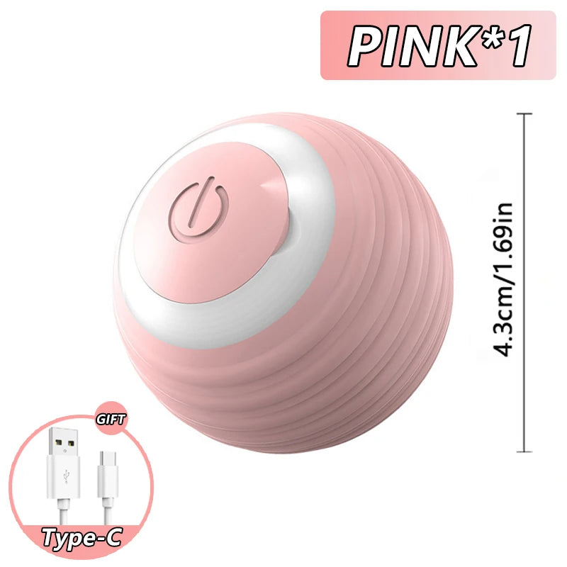 FanzyMarket interactive Speedy Tail Cat Ball Toy with tail, USB rechargeable, dual-speed automatic cat toy, bright orange color.