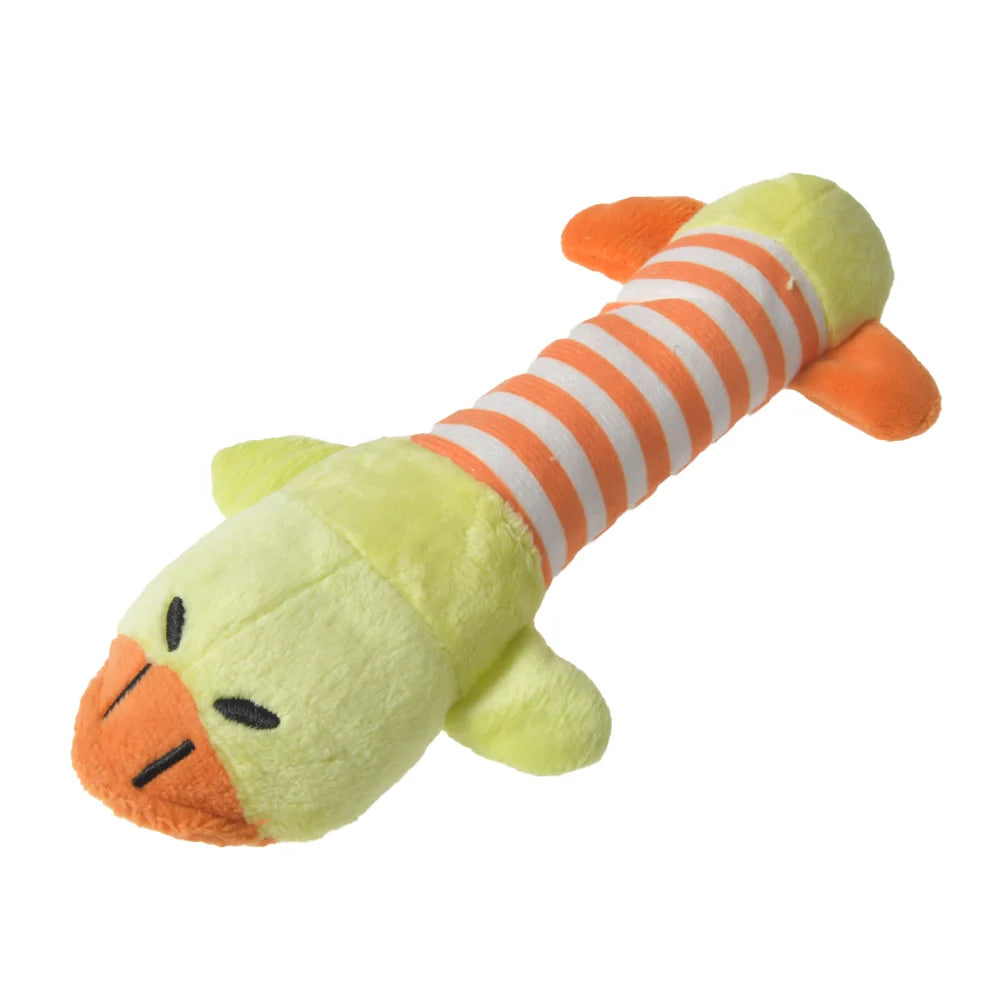 FanzyMarket plush dinosaur chew toy for dogs and cats, interactive fleece design, small size pet toy for fun and chewing.