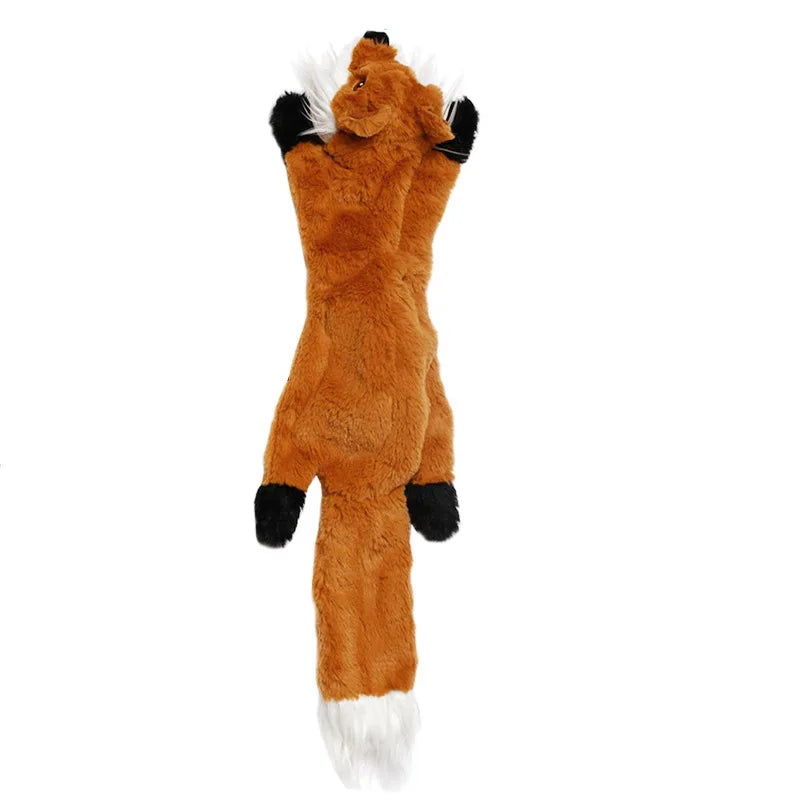 FanzyMarket plush dinosaur chew toy for dogs and cats, interactive fleece toy with tiger design for small pets.