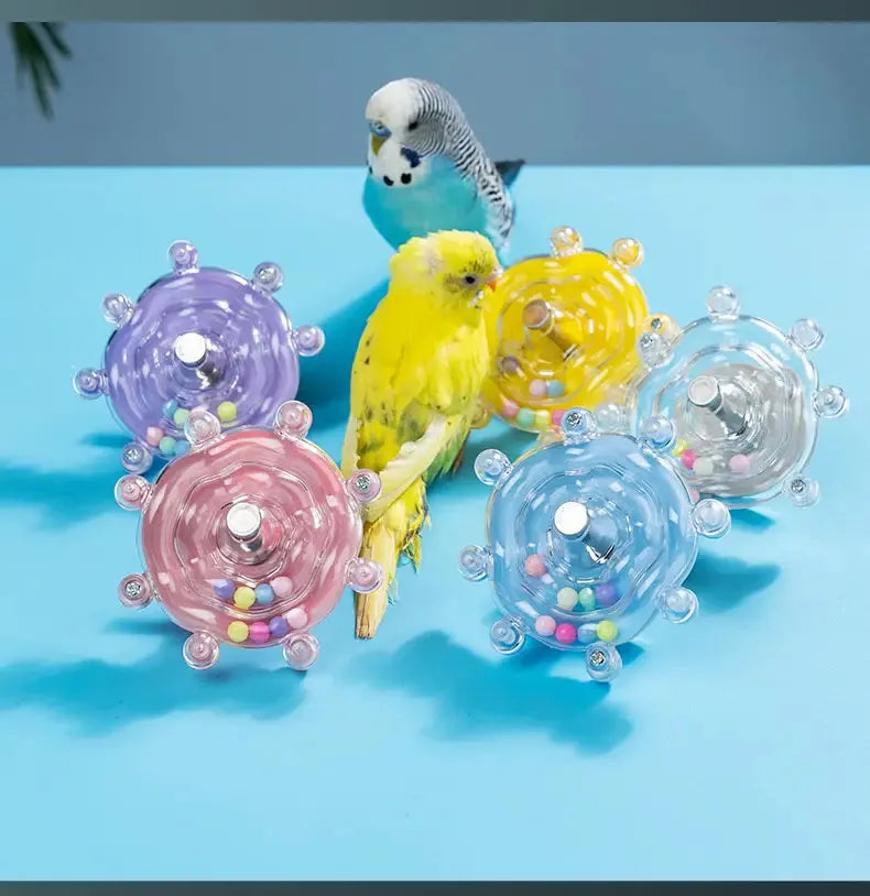 FanzyMarket interactive rotating treat dispenser parrot toy for mental stimulation and cage entertainment in pet supplies.